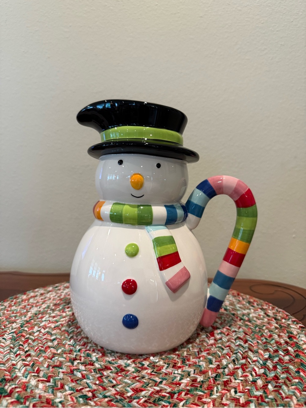 Snowman ceramic pitcher